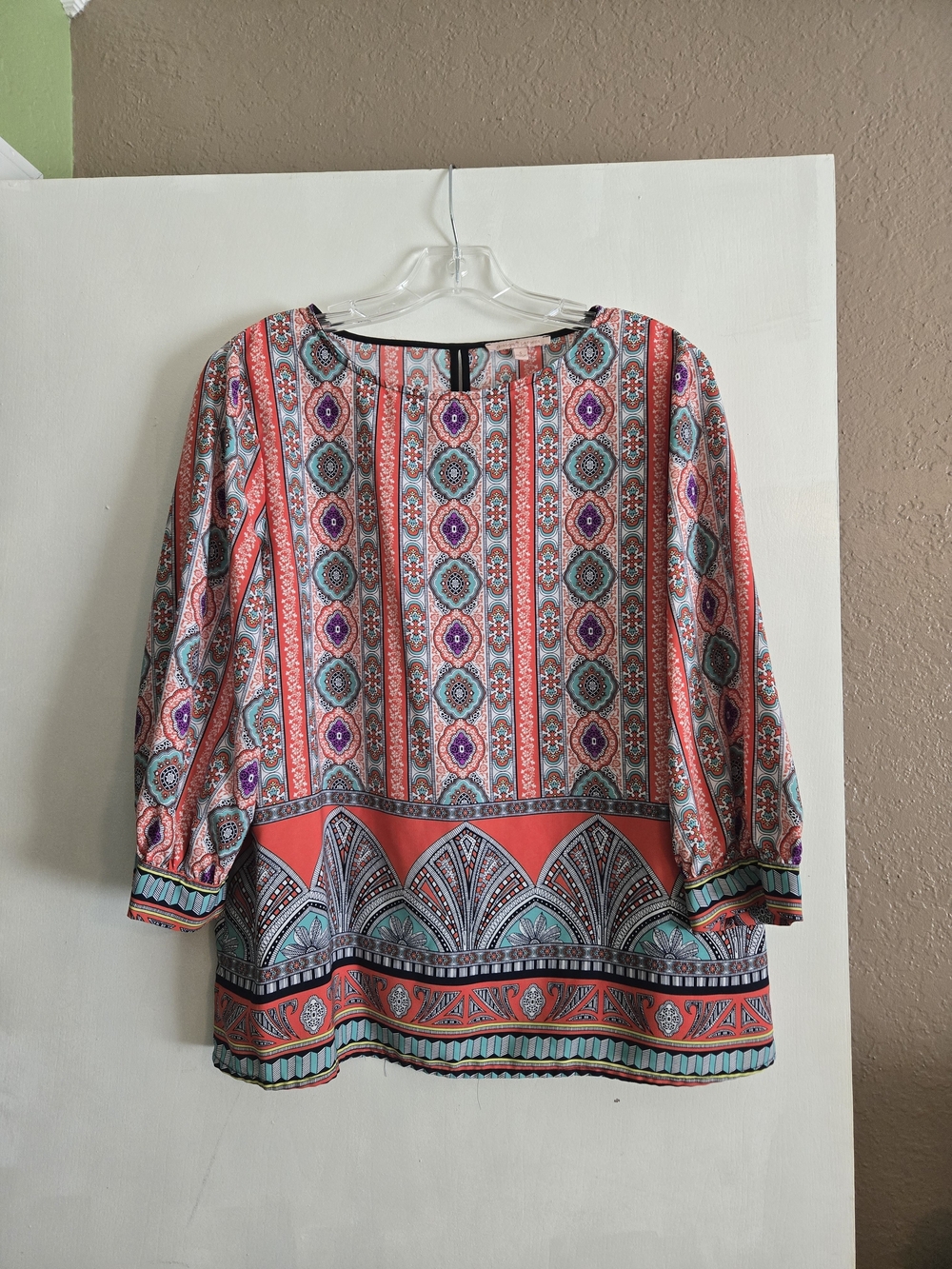 Gibson Latimer Red Multicolor Printed Boho Tunic